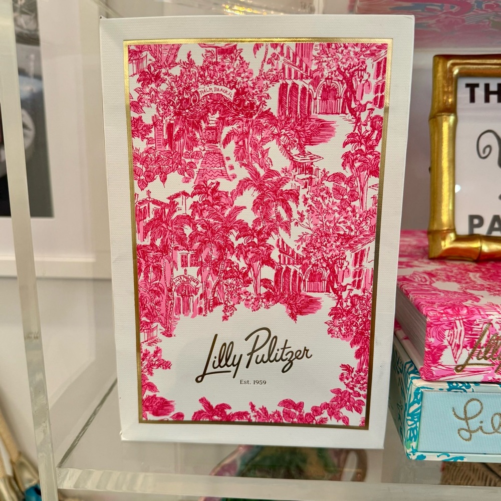 New Lilly Pulitzer 65th Anniversary Palm Beach Toile Gift Bag Decor